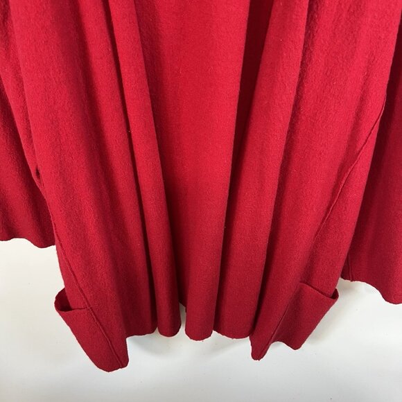 Eileen Fisher Red Enveloped Boiled Wool Open Kimono Cardigan Size L Longline‎ - Picture 3 of 10